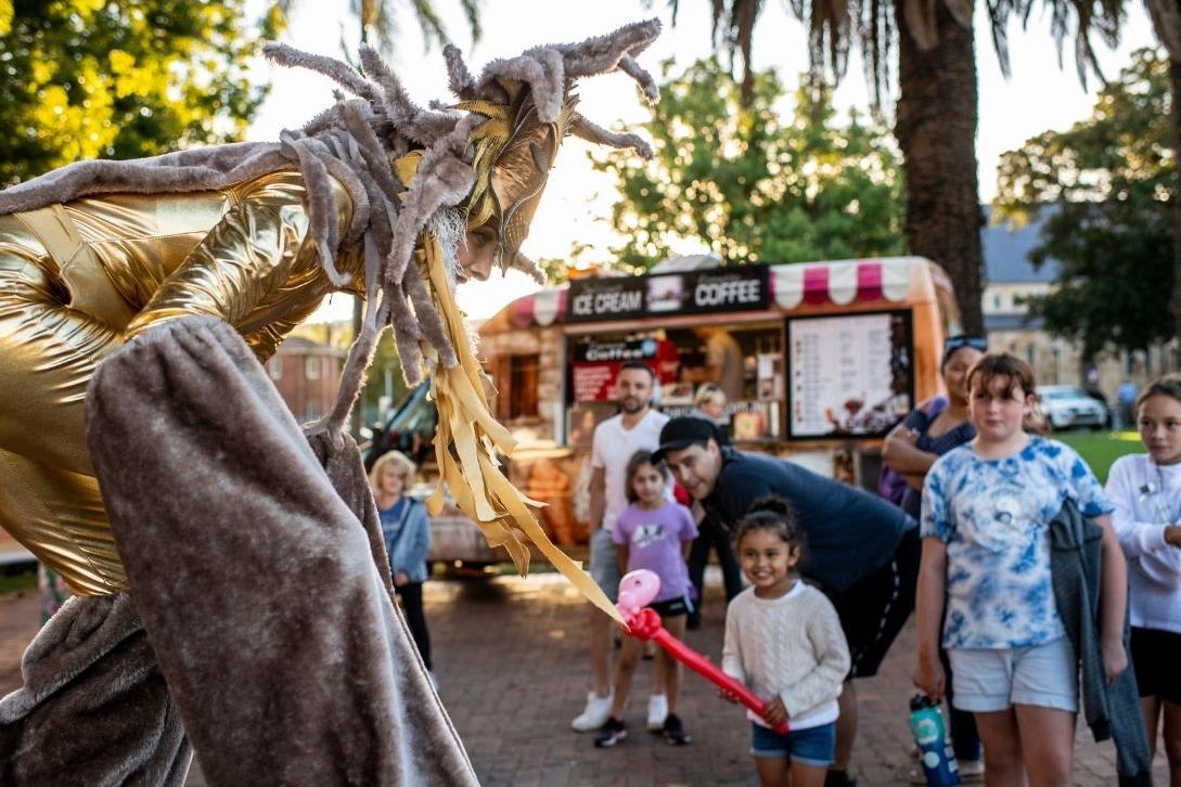 circus performer with children